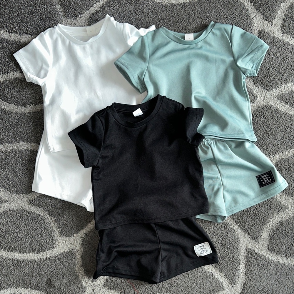 SHEIN Kids Matching Sets in White, Black, and Green